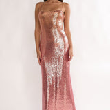 Astara Sequin Maxi Dress Gradient Pink