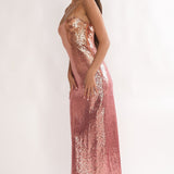 Astara Sequin Maxi Dress Gradient Pink