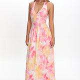 Endira Drop Waist Maxi Dress Floral Pink