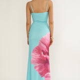 Orabella Waterdrop Wire Bust Maxi Dress Floral Aqua