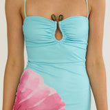 Orabella Waterdrop Wire Bust Maxi Dress Floral Aqua