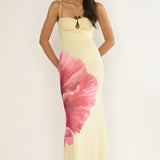 Orabella Waterdrop Wire Bust Maxi Dress Floral Butter