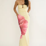 Orabella Waterdrop Wire Bust Maxi Dress Floral Butter