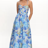 Skyler Tied Shoulder Maxi Dress Print Blue
