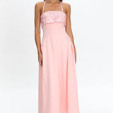 Sunbeam Kiss Foldover Floral Bust Maxi Dress Blush