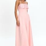 Sunbeam Kiss Foldover Floral Bust Maxi Dress Blush
