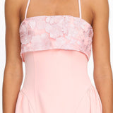 Sunbeam Kiss Foldover Floral Bust Maxi Dress Blush