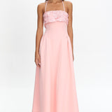 Sunbeam Kiss Foldover Floral Bust Maxi Dress Blush
