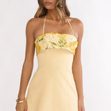 Sunbeam Kiss Foldover Floral Bust Mini Dress Butter
