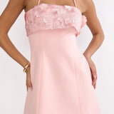 Sunbeam Kiss Foldover Floral Bust Mini Dress Blush