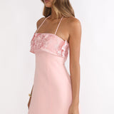 Sunbeam Kiss Foldover Floral Bust Mini Dress Blush