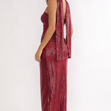 Seraphinna Strapless Cut-Out Maxi Dress Sequin Red