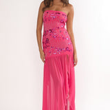 Jezra Strapless Sequin Embellished Maxi Dress Plum