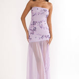 Jezra Strapless Sequin Embellished Maxi Dress Purple