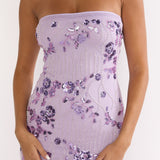 Jezra Strapless Sequin Embellished Maxi Dress Purple