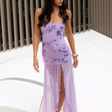 Jezra Strapless Sequin Embellished Maxi Dress Purple