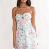 Gloria Day Tied Bust Strapless Mini Dress Lilac