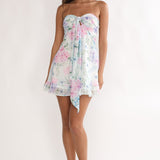 Gloria Day Tied Bust Strapless Mini Dress Lilac