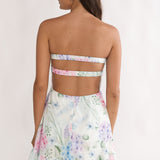 Gloria Day Tied Bust Strapless Mini Dress Lilac