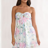Gloria Day Tied Bust Strapless Mini Dress Lilac