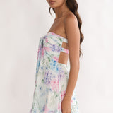 Gloria Day Tied Bust Strapless Mini Dress Lilac