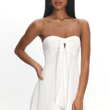 Gloria Day Tied Bust Strapless Mini Dress Cream