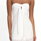 Gloria Day Tied Bust Strapless Mini Dress Cream
