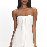 Gloria Day Tied Bust Strapless Mini Dress Cream