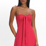 Gloria Day Tied Bust Strapless Mini Dress Raspberry