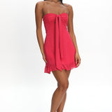 Gloria Day Tied Bust Strapless Mini Dress Raspberry