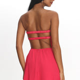 Gloria Day Tied Bust Strapless Mini Dress Raspberry