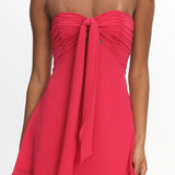 Gloria Day Tied Bust Strapless Mini Dress Raspberry