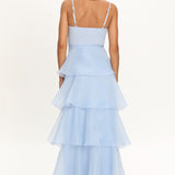 Margarida Layered Sweetheart Neckline Maxi Dress Blue