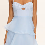 Margarida Layered Sweetheart Neckline Maxi Dress Blue