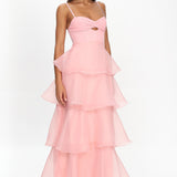 Margarida Layered Sweetheart Neckline Maxi Dress Pink