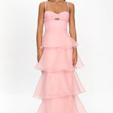 Margarida Layered Sweetheart Neckline Maxi Dress Pink