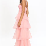 Margarida Layered Sweetheart Neckline Maxi Dress Pink