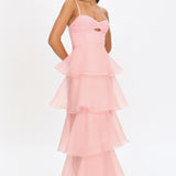 Margarida Layered Sweetheart Neckline Maxi Dress Pink