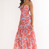 Harbor Ruched Maxi Dress Floral Blue Multi