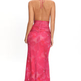 Shanna Plunging Halterneck Maxi Dress Fuchsia