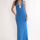 Alouette Backless Halterneck Maxi Dress Blue