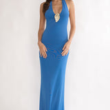 Alouette Backless Halterneck Maxi Dress Blue