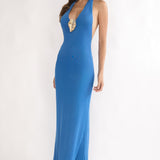 Alouette Backless Halterneck Maxi Dress Blue