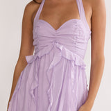 Spirit Frill Trim Halterneck Maxi Dress Purple