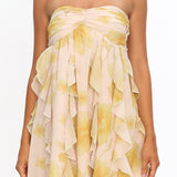 Spirit Reverse Halter Ruffle Mini Dress Floral Butter