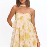 Spirit Reverse Halter Ruffle Mini Dress Floral Butter