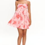 Spirit Reverse Halter Ruffle Mini Dress Floral Pink