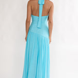 To The Sky Halterneck Maxi Dress Aqua