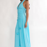 To The Sky Halterneck Maxi Dress Aqua