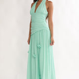 To The Sky Halterneck Maxi Dress Sage
